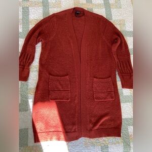 Women's Torrid Long Duster Tunic Orange Rust Sweater With Pockets and Cuffs 2X